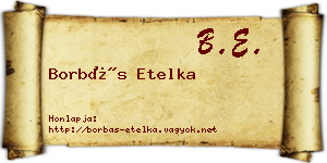 Borbás Etelka névjegykártya
